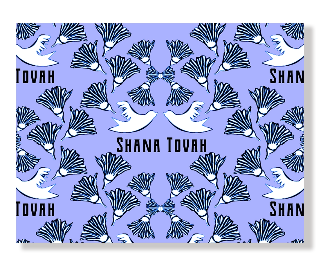 Shana Tovah Birds and Blossoms in Lilac