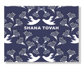 Shana Tovah Birds and Blossoms Dark Blue