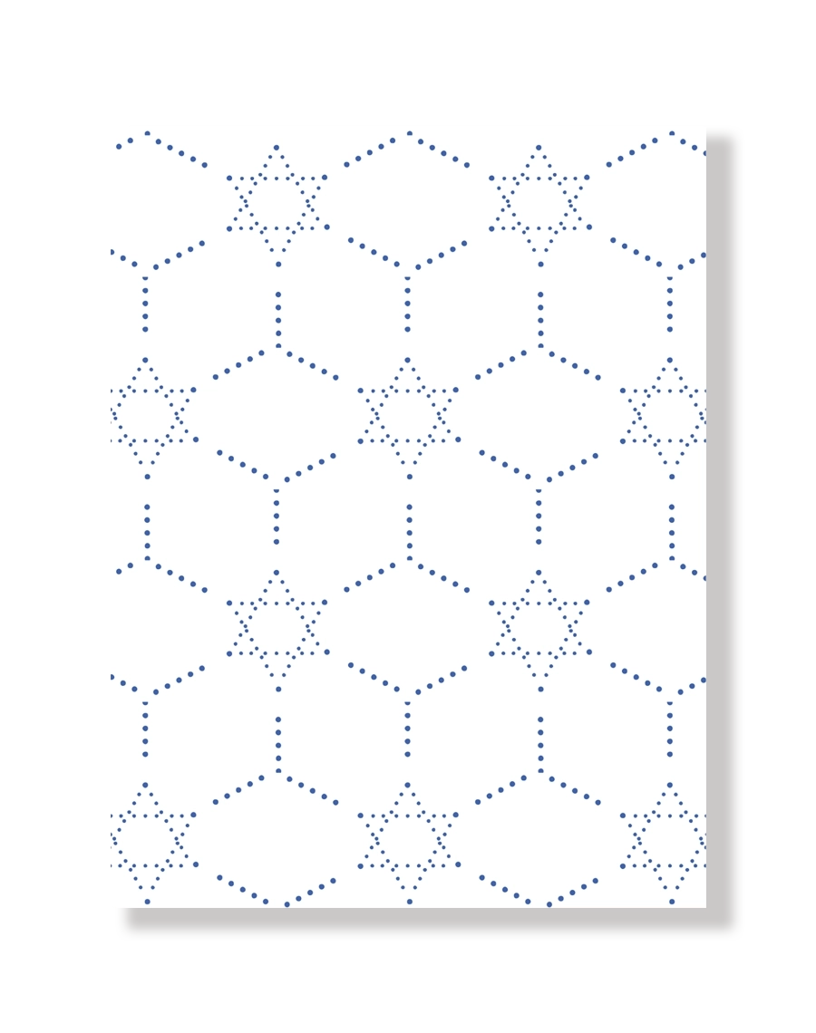 Blue Jewish Star dotted  pattern on a white background