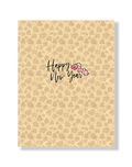 Happy New Year Soft Flowers on Burlap
