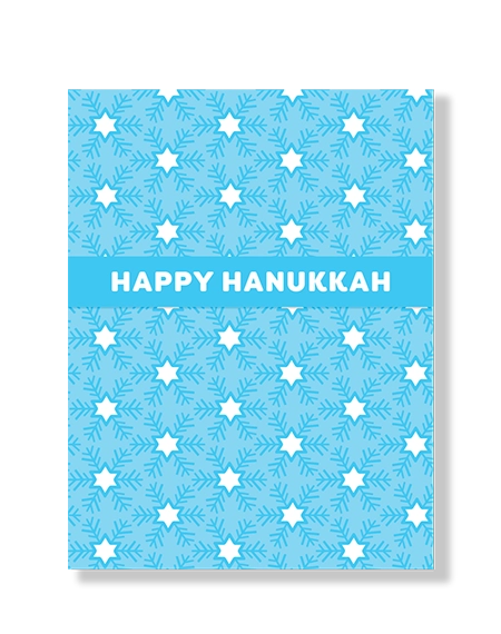 Happy Hanukkah Blue Geo Star Pattern