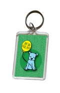 This Too Shall Pass Keychain with Cute Dog and Balloon